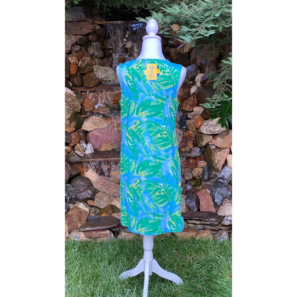Banana Boat Sundress Size Medium Blue Green Leaf UPF 50+ New With Tags - Picture 4 of 9